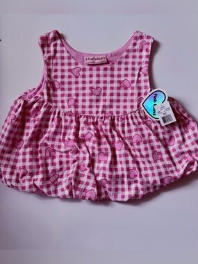 Pink Velvet Girls Hearts Tank Top Size 14/16
